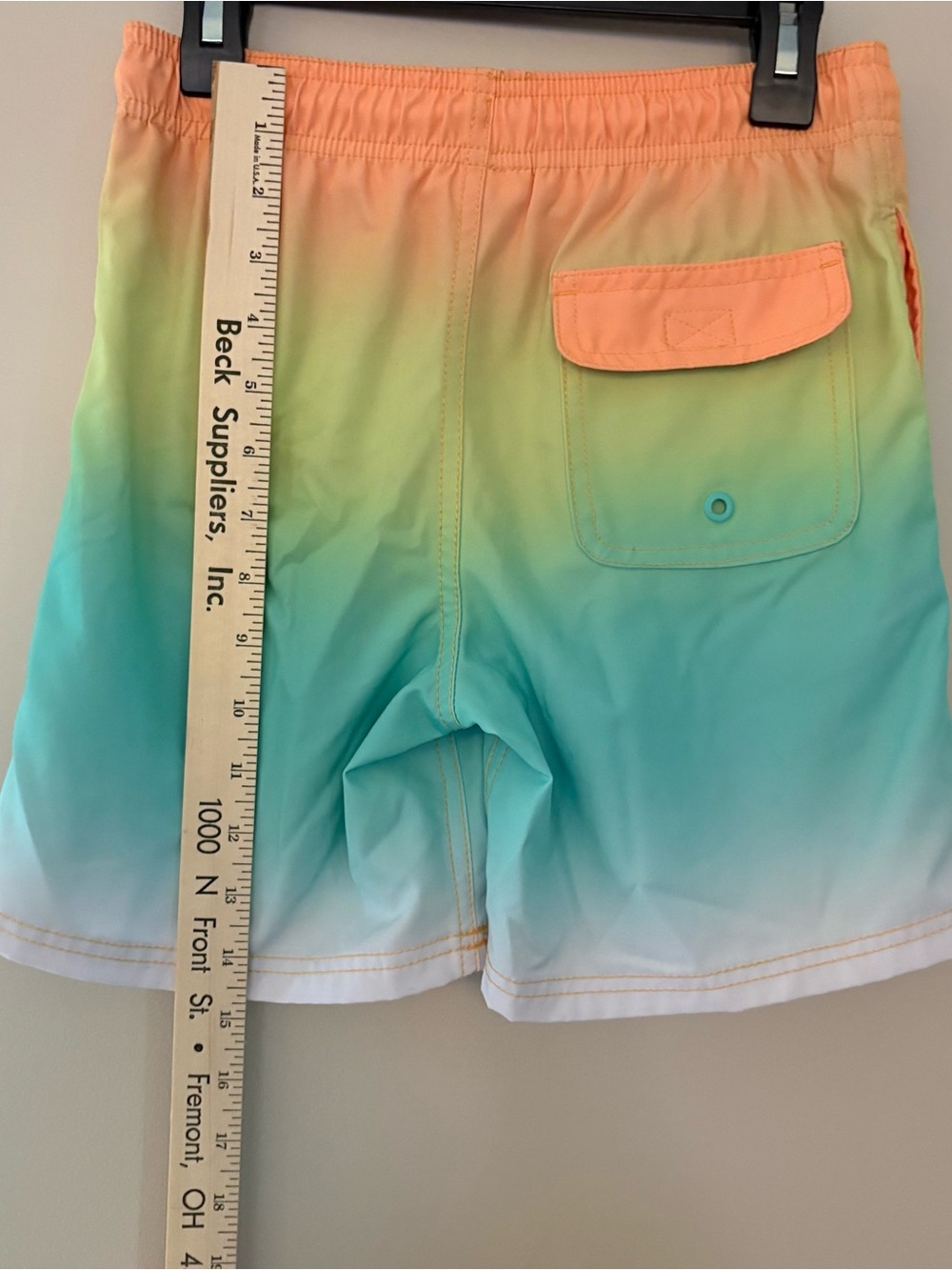 Wonder Nation Ombré Orange Yellow Blue Boys Quick Dry Stretch Swim Trunks Medium - Picture 3 of 5